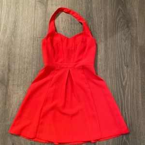 Red halter dress